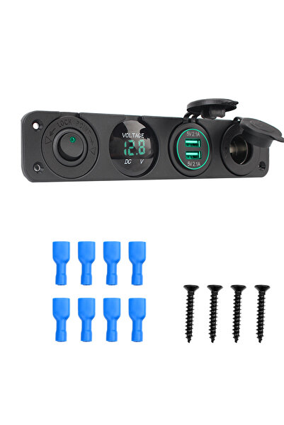 choice2 مقياس فولتميتر رقمي أخضر 4 في 1، ولاعة سجائر للسيارة، مقبس طاقة 12 فو...