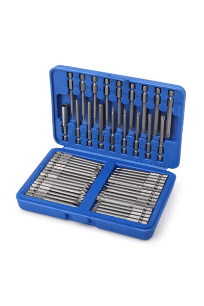 Choice Blue 50pcs Extra Long Reach Bit Set 75mm Security Screwdriver Bits Torx Star Hex Philips Square Span