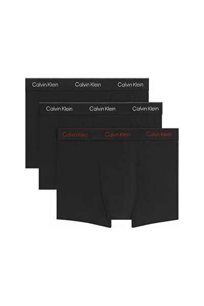 Calvin Klein Erkek Rahat Kalıp Logo Şeritli 3'lü Boxer Paket - Siyah
