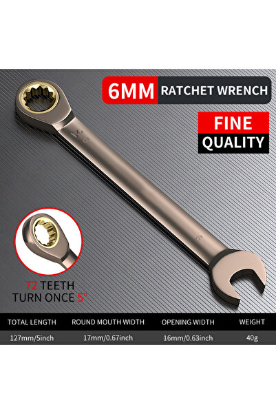 Choice7 6mm 6-17mm Wrench Ratchet Wrench Torque Universal Wrench Automotive M...