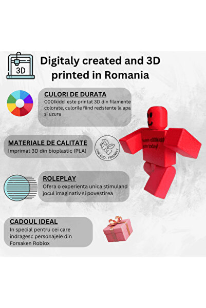 Lulu's Prints Coolkidd articulated figurine, C00lkidd Forsaken Roblox, plastic, 3D printed, 92x20x72 mm