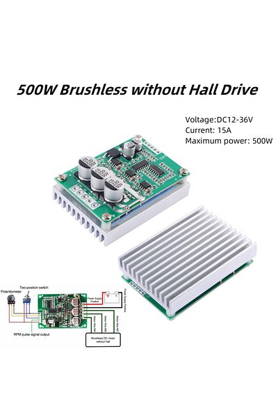 Choice DC brushless motor controller Hall brushless motor drive board DC 12V to 36V 15A 500W speed contr...