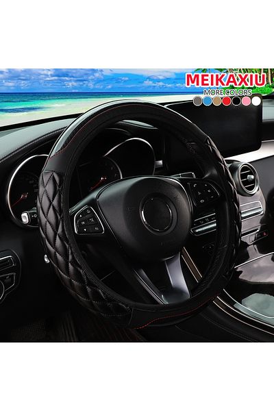 Choice Black 1 crystal carbon fiber embroidered leather automotive steering wheel cover without inner rim f