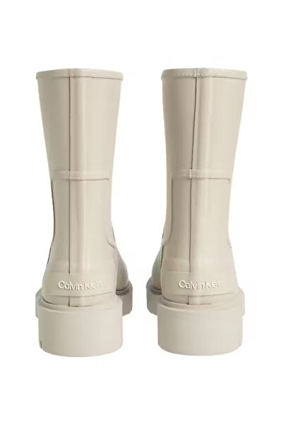 Calvin Klein Kadın Kalın Tabanlı Yanları Panelli Yağmur Botu - Krem