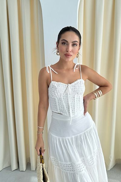 Seda Yalçın Atelier Σετ φούστα με λευκή μπούστα με λεπτομέρεια
