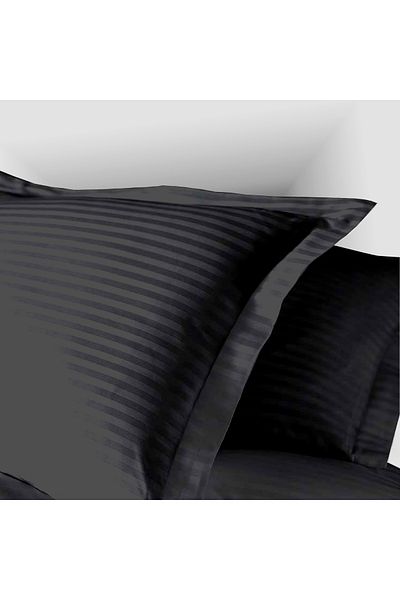 Pucioasa Față Pernă Damasc 100% Bumbac - Negru - Standard (50Cm X 70Cm)