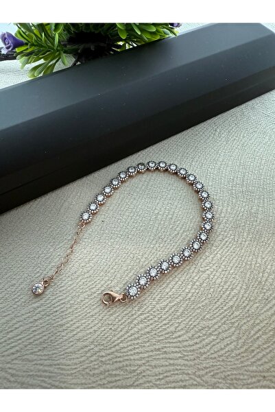 Midyat Artuklu Gümüşçülük Elmas Montür Modeli Gümüş Rose Rengi Bileklik