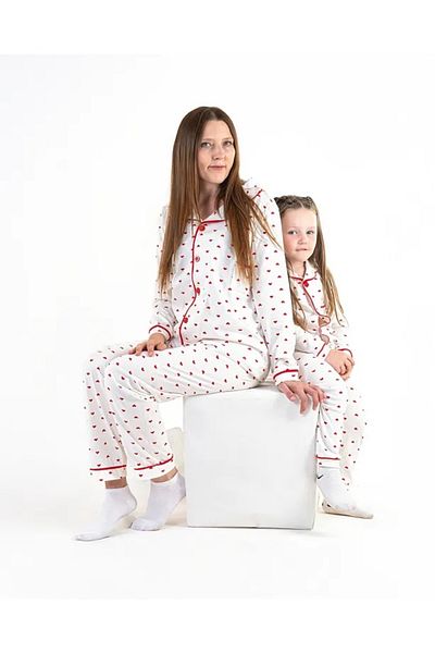 Babyroo Mother Daughter Heart Cotton Pajama Set - Mother Daughter Combination (6 Months to 6 Years & S-M-L-Xl)