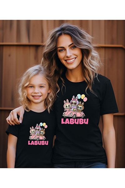 ASELİNDA Tricou combinat mamă-fiu cu imprimeu Labubu (adăugați 2 articole pen...