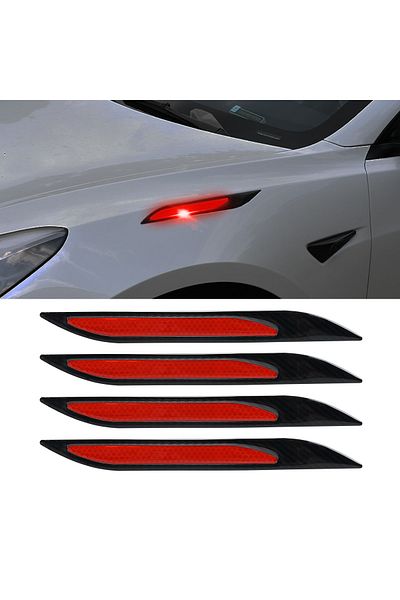 Choice Red Newest 4Pcs Car Reflective Strips Bumper Protector Carbon Fiber Body Safety Warning Sticker Auto