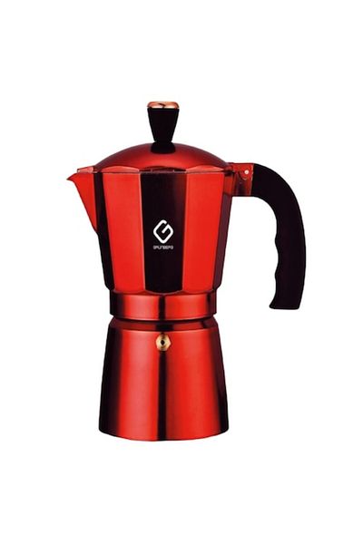 OEM Set 2 x Espresso Maker for Stove, Aluminum, 9 Cups, Red, Grunberg GR5185