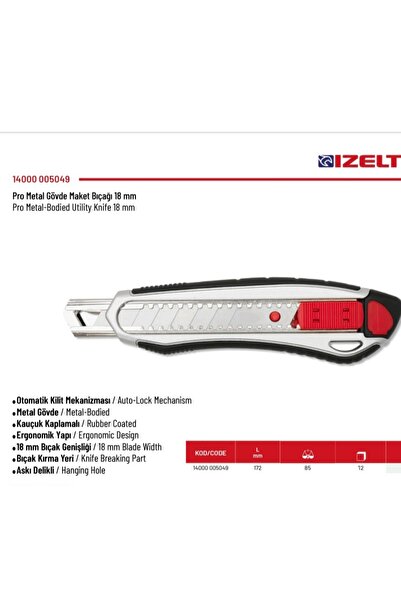 İzeltaş Maket Bıçağı pro metal gövde 18mm