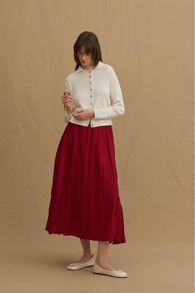 Fahhar Viscone Buttoned Polo Neck Knitwear Sweater Ecru