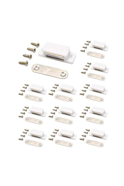 Choice White-12PC 12 Pieces Cupboard Kitchen Furniture Magnetic Cabinet Door Latch Closures White Plastic S