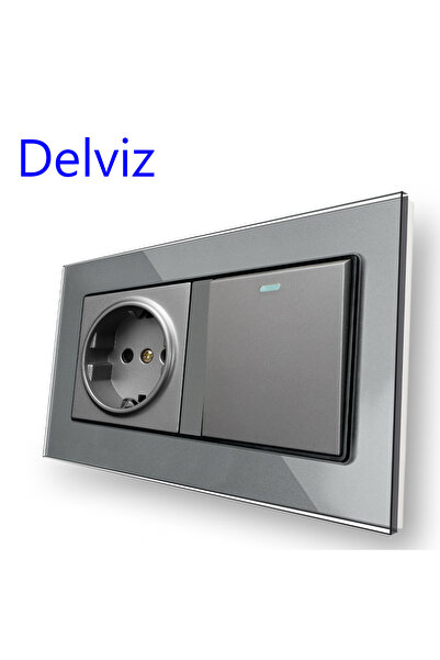 Choice1 110-250V Grey Delviz Wall Power Socket, AC 110V~250V, 1 Gang 2Way / 1...