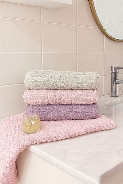 Bonny Home Atlas 3-Piece Hand and Face Towel Set – 50X90 cm 100% Cotton, Soft Textured, Knitted Pattern.