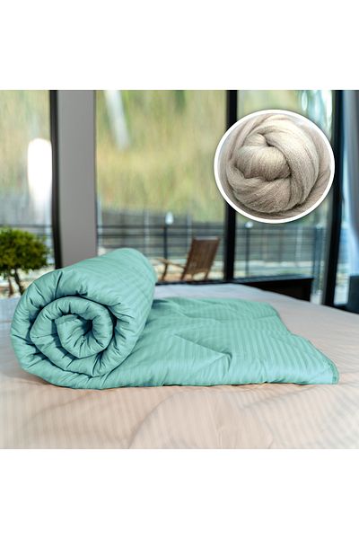 Pucioasa Pilotă Matlasată Lână Damasc 100% - De Iarnă - Mint - 160Cm X 210Cm