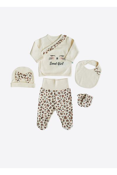 kitikate Organic Sweat Girl 5-Piece Hospital Discharge Set Natural