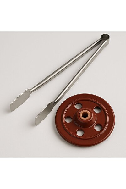 Metler 22 cm Glazed Perforated Tile Fountain Rolling Stone + Metal Rolling Tongs