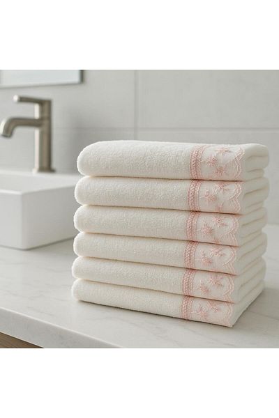 Güvenal Carla Velvet Guipure Prosop 30*50 6 Prosoape |   Prosop pentru zestre |   Set de prosoape și prosoape de bucătărie