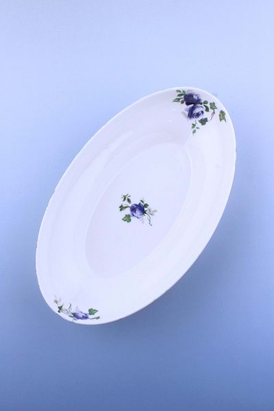 Bursa Porselen Dekor Blue Ivy Rose Oversized Porcelain Deep Boat Plate