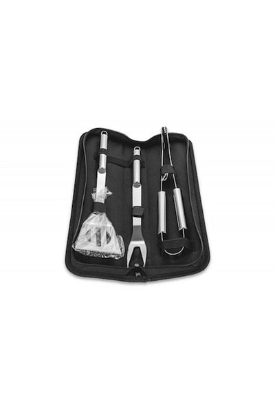 OEM Set de ustensile pentru gratar, 4 piese, otel inoxidabil, geanta de depozitare