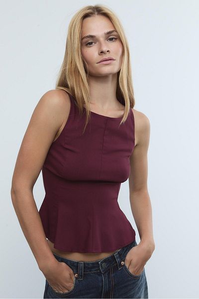 Stradivarius Sleeveless peplum top