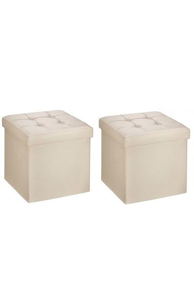 OEM Set doua taburele pliabile cu spatiu de depozitare, crem