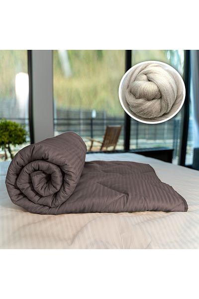 Pucioasa Pilotă Matlasată Lână Damasc 100% - De Iarnă - Maro - 140Cm X 210Cm