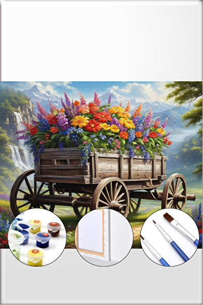 İZSA HOBİ Sayılarla Boyama Hobi Seti 40x50 Çerçeveli Numaralı Tuval Fırça Boy...