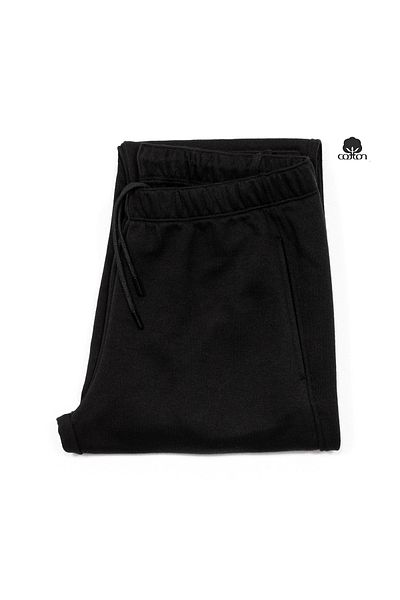 Cottonland Pantaloni de sport pentru bărbați ALBANO, croiala confortabilă, talie normală, toamnă, trei fire, fără șardon, din bumbac, negru