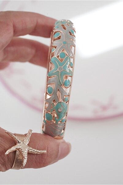 AŞIK ACCESSORIES سوار من المينا على شكل البحر الأزرق