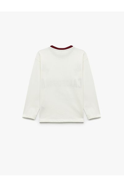 Koton Printed Long Sleeve Crew Neck Cotton T-Shirt