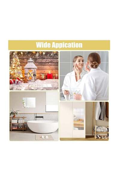 divendi-ro Set de 16 oglinzi acrilice autoadezive, pentru decorarea peretelui, 20x20cm, argintii