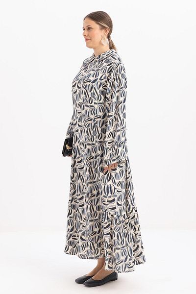 ALLDAY Rochie de mărime mare imprimată cu centură Stone-Blue-Robe