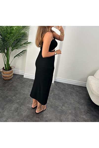 AYSİ COLLECTİON Fusta creion Lycra Midi Negru