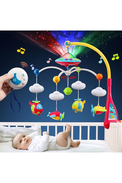 COOYA Hanging Rattles Rotating,Toy for Newborn and Baby Boy Girl Sleep ,Multicolour 55x36x52cm