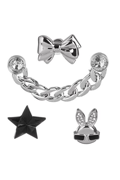 DAsiNU Αξεσουάρ Διακοσμημένα σαμπό, 4 μοντέλα σε ασημί χρώμα