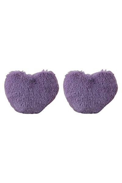 OEM Set 2 Perne Decorative, JO-JO, Fluffy, Inima, Lila, 40x30x10cm