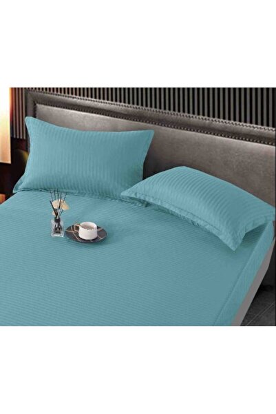 OEM Bed cover with elastic, Damask type, 2 persons, 2 pillowcases, MS STAR, 160x200cm+35cm, Turquoise
