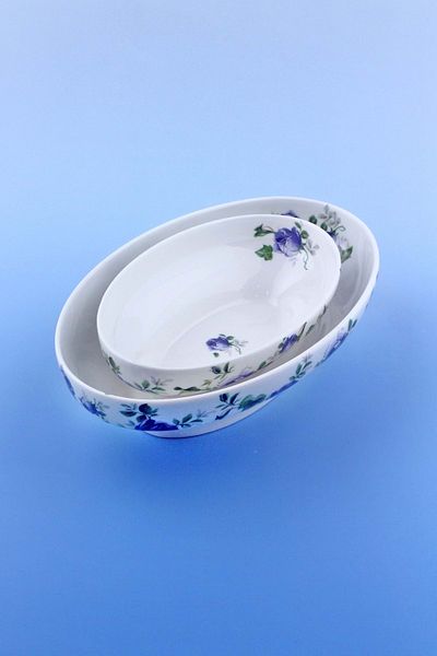 Bursa Porselen Dekor Blue Ivy Rose 2 Size Porcelain Deep Boat Plate