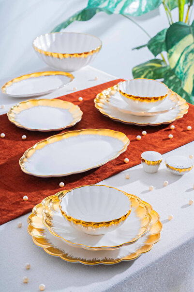 ACAR Marlene Gold 6 Kişilik 29 Parça Poreselen Yemek Takımı