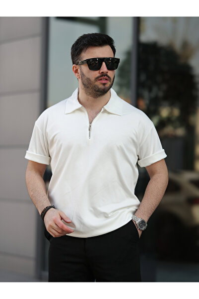 BASEL.CO Μπλουζάκι με γιακά πόλο με φερμουάρ Oversize Loose Fit