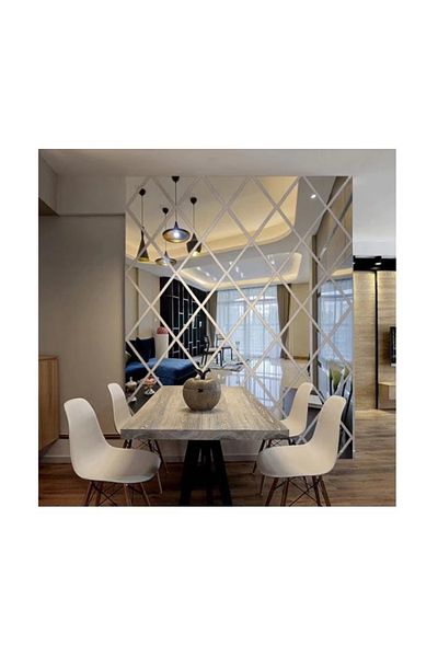 divendi-ro Set de 58 de oglinzi acrilice autoadezive, pentru decorarea peretelui, 100x100cm, argintii