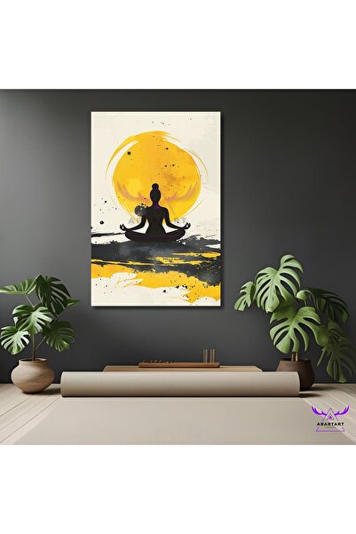 abartart Tekli Dikey Kanvas Yoga Ve Meditasyon Tablosu Gündoğumu Ve Meditasyo...