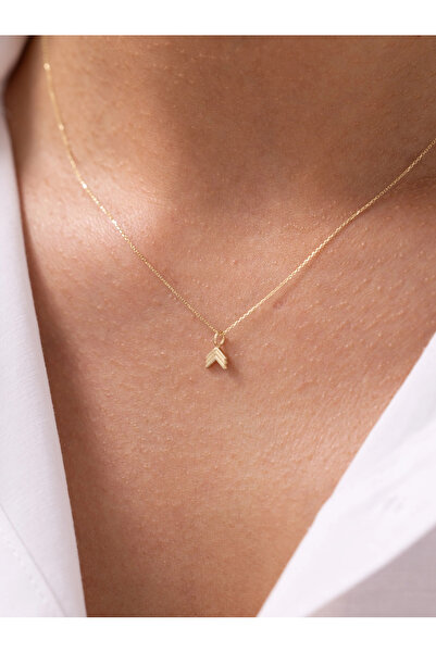Zeyd Jewelry Minimal Çift Ok Ucu 14 Ayar Altın Kolye