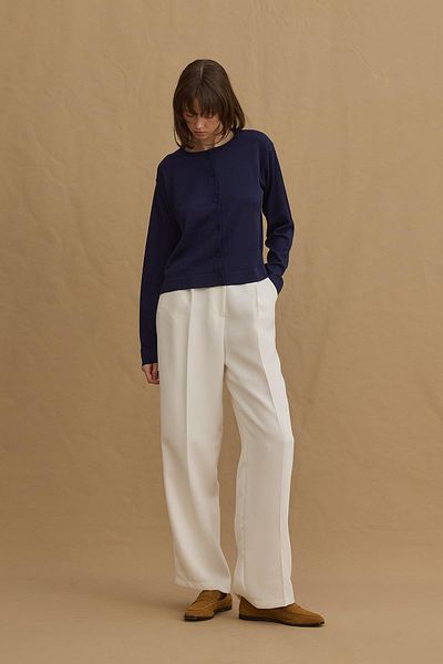 Fahhar Thin Mercerized Cardigan Navy Blue