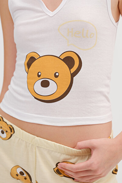 Addax Σετ πιτζάμες με στάμπα αρκουδάκι Ş083-J2