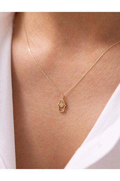 Zeyd Jewelry Nazar Gözlü Fatma’nın Eli 14 Ayar Altın Kolye