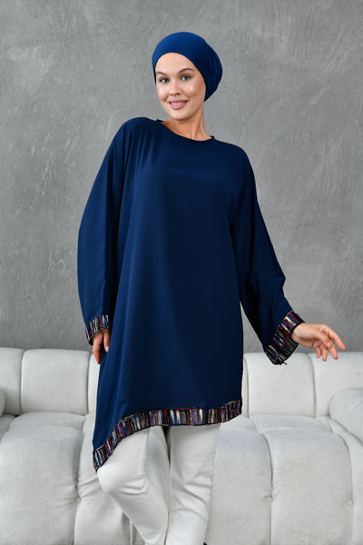 TUNCAY ASİMETRİK KESİM ŞERİT AKSESUARLI SALAŞ TUNİK